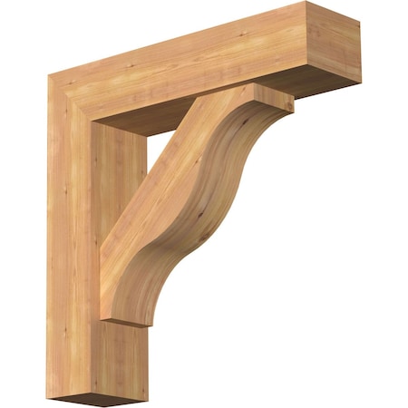 Ekena Millwork Funston Block Smooth Bracket w/ Offset Brace, Western Red Cedar, 7 1/2"W x 30"D x 30"H BKT0806X30X30FST05SWR